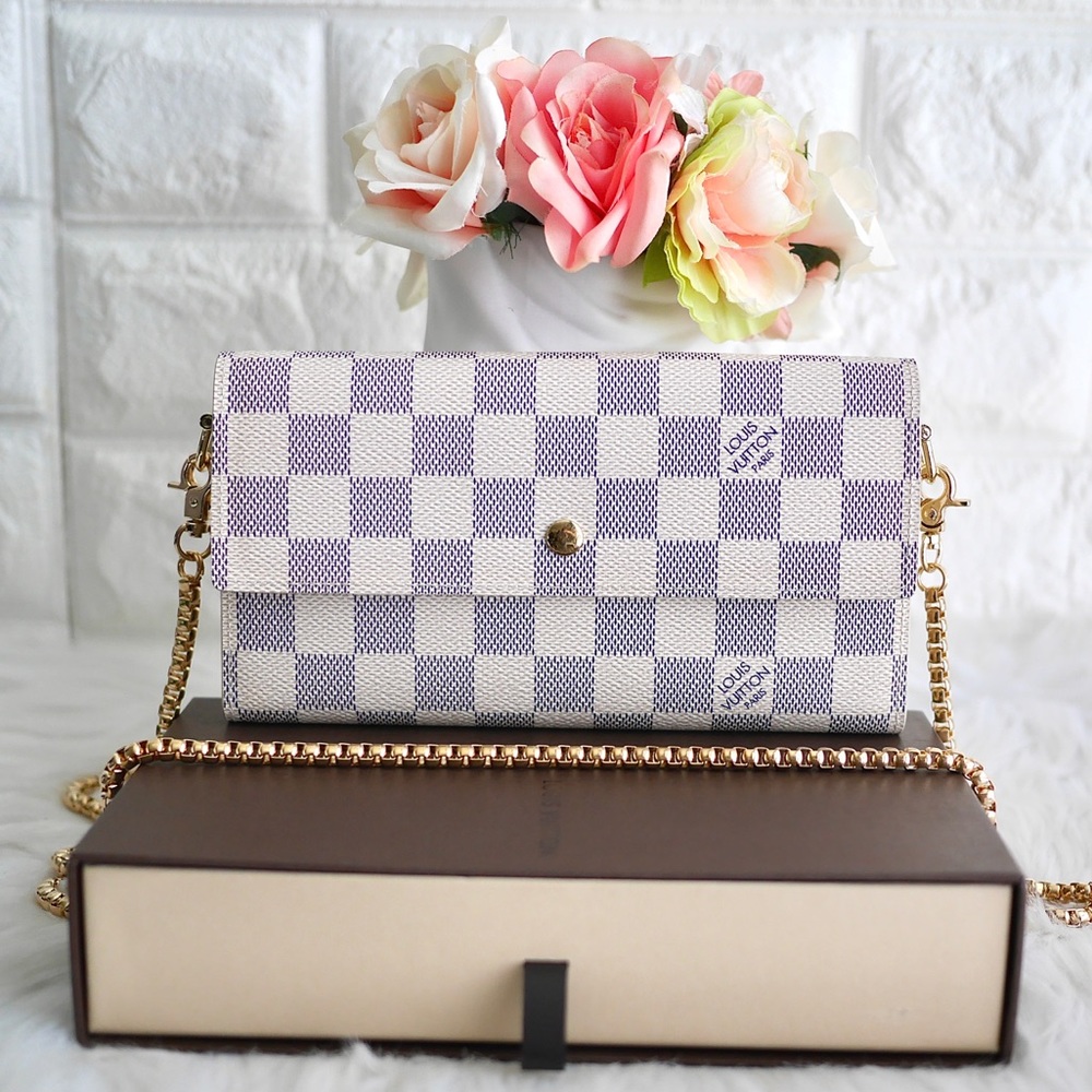 💖Authentic LV Porte Tresor Azur Wallet on Chain TH4039